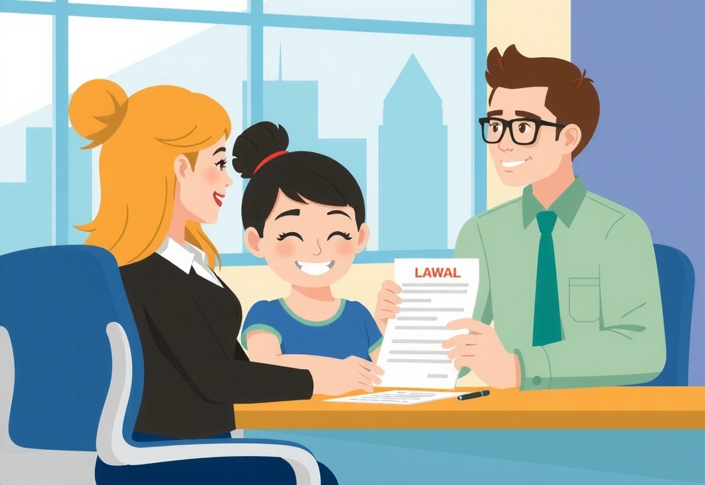 Ilustrație cu o persoană care discută despre documente legale