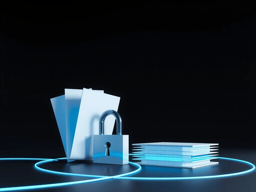 Imagine abstractă reprezentând documente legale și securitate online